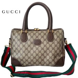 Gucci Signature Brown and Green Satchel